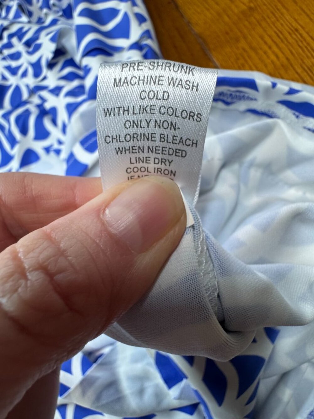 Lulu B Blue & White Geometric Tiered Ruffle Dress | Size M - Picture 4 of 7